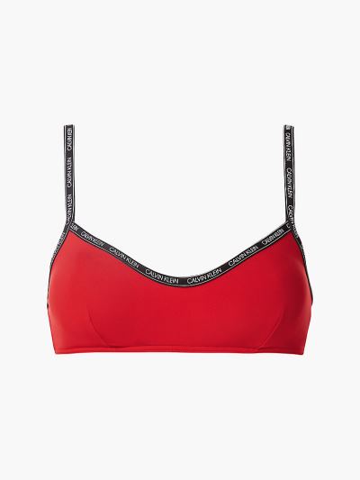 Calvin Klein Fürdőruha HU959454 | Calvin Klein Logo Tape Bralette Női Bikini Felső Piros